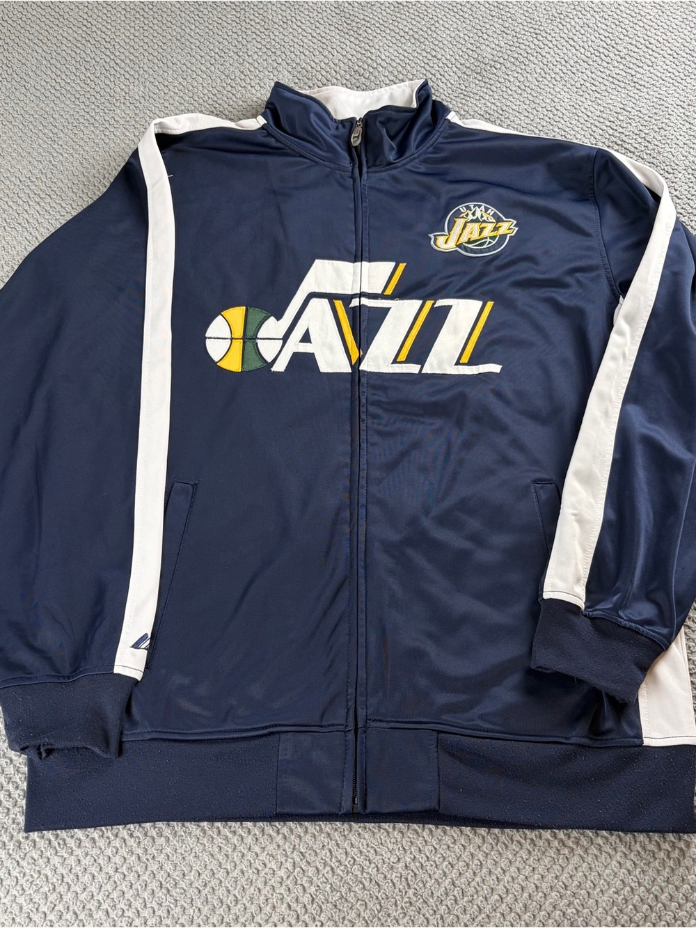 Majestic Navy and White Utah Jazz Track Jacket XLT